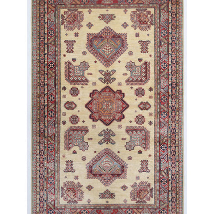 Kazak 5' 3" X 8' 6" Hand Knotted Wool Rug 5' 3" X 8' 6" (160 X 259) / Ivory / Wool