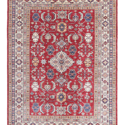 Kazak 6' 7" X 8' 8" Hand Knotted Wool Rug 6' 7" X 8' 8" (201 X 264) / Red / Wool