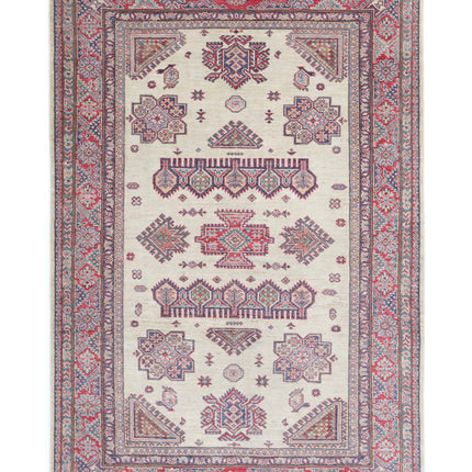 Kazak 4' 10" X 7' 3" Hand Knotted Wool Rug 4' 10" X 7' 3" (147 X 221) / Ivory / Wool