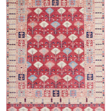 Kazak 4' 11" X 6' 6" Hand Knotted Wool Rug 4' 11" X 6' 6" (150 X 198) / Red / Wool
