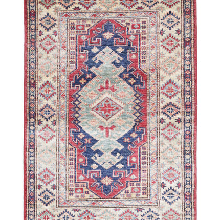 Kazak 2' 10" X 4' 2" Hand Knotted Wool Rug 2' 10" X 4' 2" (86 X 127) / Red / Wool