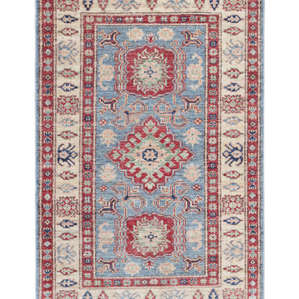 Kazak 2' 9" X 4' 2" Hand Knotted Wool Rug 2' 9" X 4' 2" (84 X 127) / Blue / Wool