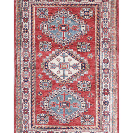 Kazak 2' 9" X 4' 1" Hand Knotted Wool Rug 2' 9" X 4' 1" (84 X 124) / Red / Wool