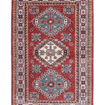 Kazak 2' 9" X 4' 2" Hand Knotted Wool Rug 2' 9" X 4' 2" (84 X 127) / Red / Wool