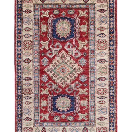 Kazak 2' 9" X 4' 2" Hand Knotted Wool Rug 2' 9" X 4' 2" (84 X 127) / Red / Wool