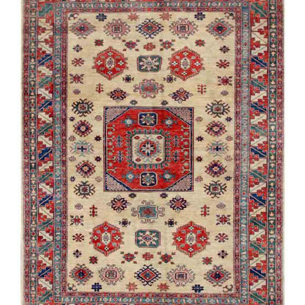 Kazak 6' 8" X 9' 1" Hand Knotted Wool Rug 6' 8" X 9' 1" (203 X 277) / Beige / Wool