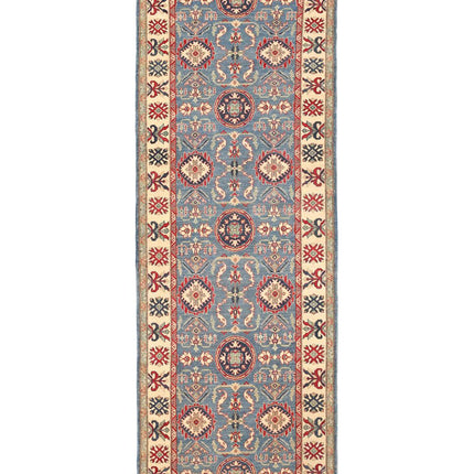 Kazak 5' 2" X 14' 6" Hand Knotted Wool Rug 5' 2" X 14' 6" (158 X 442) / Blue / Wool