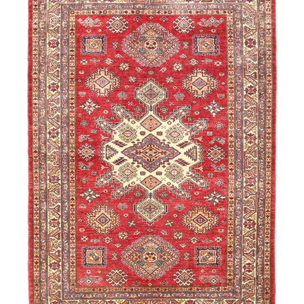 Kazak 5' 6" X 7' 11" Hand Knotted Wool Rug 5' 6" X 7' 11" (168 X 241) / Red / Wool