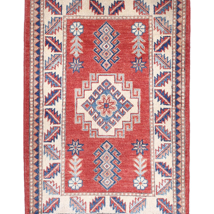 Kazak 2' 2" X 3' 4" Hand Knotted Wool Rug 2' 2" X 3' 4" (66 X 101) / Red / Wool