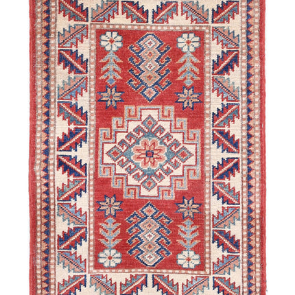 Kazak 1' 11" X 2' 11" Hand Knotted Wool Rug 1' 11" X 2' 11" (59 X 89) / Red / Wool