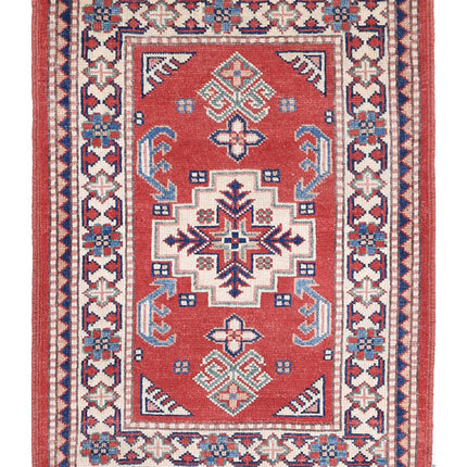Kazak 2' 1" X 2' 10" Hand Knotted Wool Rug 2' 1" X 2' 10" (63 X 86) / Red / Wool