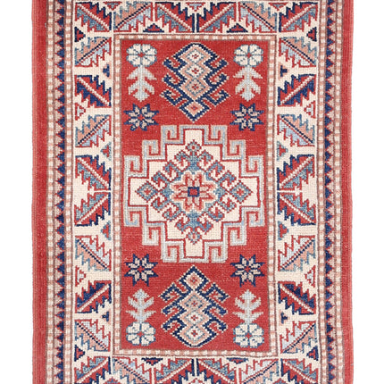 Kazak 2' 0" X 2' 10" Hand Knotted Wool Rug 2' 0" X 2' 10" (61 X 86) / Red / Wool