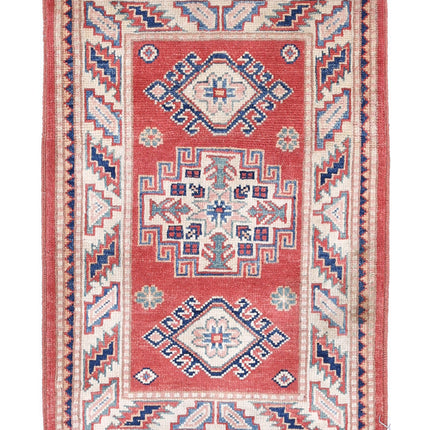Kazak 2' 0" X 2' 11" Hand Knotted Wool Rug 2' 0" X 2' 11" (61 X 89) / Red / Wool