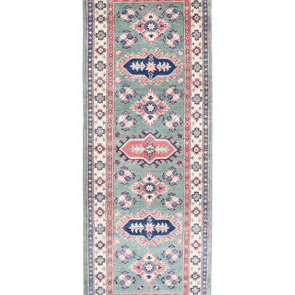 Kazak 1' 11" X 5' 7" Hand Knotted Wool Rug 1' 11" X 5' 7" (59 X 170) / Green / Wool