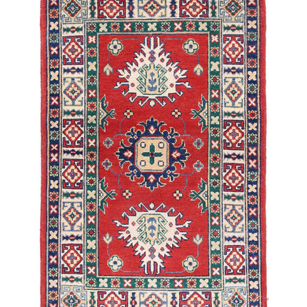 Kazak 2' 8" X 4' 2" Hand Knotted Wool Rug 2' 8" X 4' 2" (81 X 127) / Red / Wool