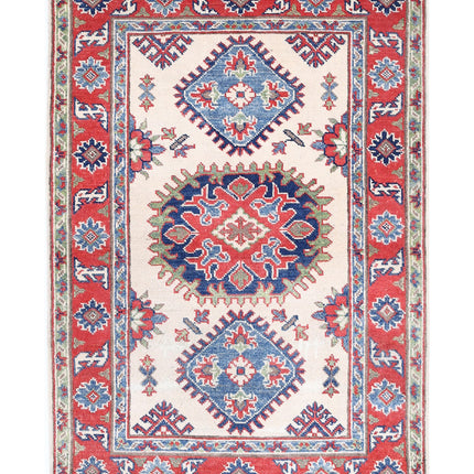 Kazak 2' 8" X 4' 0" Hand Knotted Wool Rug 2' 8" X 4' 0" (81 X 122) / Ivory / Wool