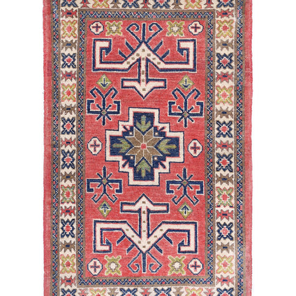 Kazak 2' 5" X 4' 5" Hand Knotted Wool Rug 2' 5" X 4' 5" (74 X 135) / Red / Wool