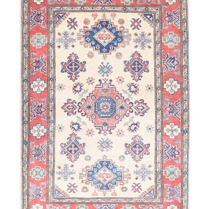 Kazak 3' 3" X 4' 8" Hand Knotted Wool Rug 3' 3" X 4' 8" (99 X 142) / Ivory / Wool