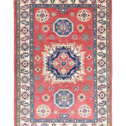 Kazak 3' 3" X 4' 10" Hand Knotted Wool Rug 3' 3" X 4' 10" (99 X 147) / Red / Wool