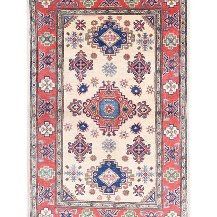 Kazak 3' 1" X 4' 10" Hand Knotted Wool Rug 3' 1" X 4' 10" (94 X 147) / Ivory / Wool