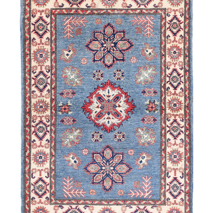 Kazak 3' 3" X 4' 9" Hand Knotted Wool Rug 3' 3" X 4' 9" (99 X 145) / Blue / Wool