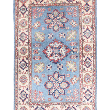 Kazak 2' 11" X 4' 8" Hand Knotted Wool Rug 2' 11" X 4' 8" (89 X 142) / Blue / Wool