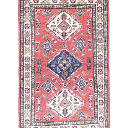 Kazak 3' 0" X 5' 0" Hand Knotted Wool Rug 3' 0" X 5' 0" (91 X 152) / Red / Wool
