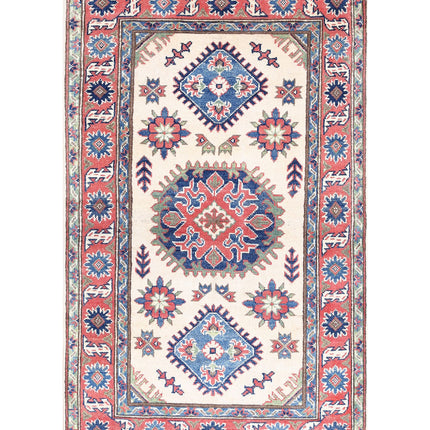 Kazak 2' 10" X 4' 11" Hand Knotted Wool Rug 2' 10" X 4' 11" (86 X 150) / Ivory / Wool