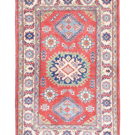 Kazak 3' 0" X 4' 8" Hand Knotted Wool Rug 3' 0" X 4' 8" (91 X 142) / Red / Wool