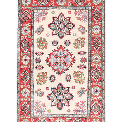 Kazak 3' 3" X 5' 1" Hand Knotted Wool Rug 3' 3" X 5' 1" (99 X 155) / Ivory / Wool