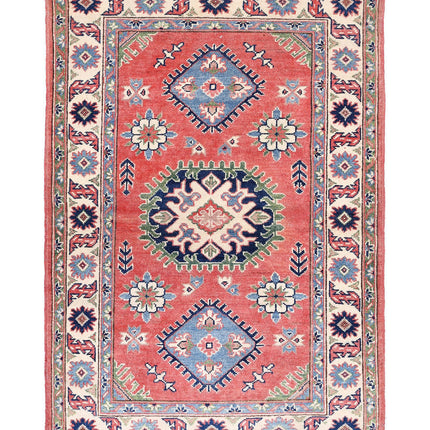 Kazak 3' 1" X 4' 9" Hand Knotted Wool Rug 3' 1" X 4' 9" (94 X 145) / Red / Wool