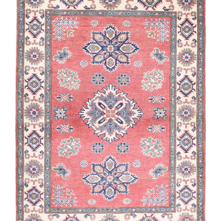 Kazak 3' 4" X 4' 7" Hand Knotted Wool Rug 3' 4" X 4' 7" (101 X 140) / Red / Wool