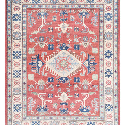 Kazak 5' 0" X 6' 4" Hand Knotted Wool Rug 5' 0" X 6' 4" (152 X 193) / Red / Wool