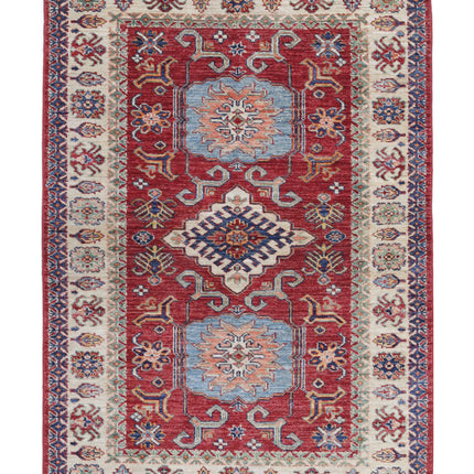 Kazak 3' 4" X 4' 9" Hand Knotted Wool Rug 3' 4" X 4' 9" (101 X 145) / Red / Wool