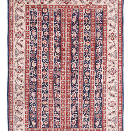Kazak 5' 5" X 7' 2" Hand Knotted Wool Rug 5' 5" X 7' 2" (165 X 219) / Blue / Wool