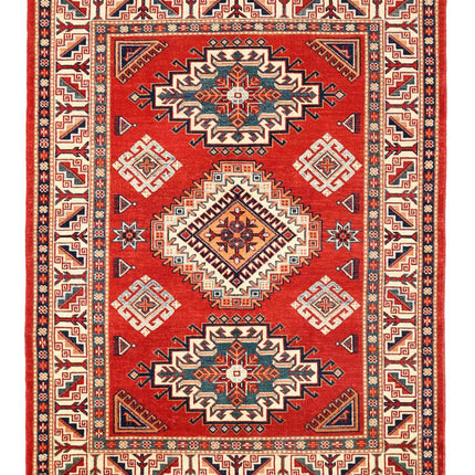 Kazak 4' 11" X 6' 5" Hand Knotted Wool Rug 4' 11" X 6' 5" (150 X 196) / Red / Wool