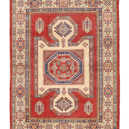 Kazak 4' 10" X 6' 7" Hand Knotted Wool Rug 4' 10" X 6' 7" (147 X 201) / Red / Wool