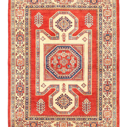 Kazak 5' 1" X 6' 8" Hand Knotted Wool Rug 5' 1" X 6' 8" (155 X 203) / Red / Wool