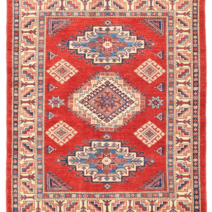 Kazak 5' 1" X 6' 2" Hand Knotted Wool Rug 5' 1" X 6' 2" (155 X 188) / Red / Wool