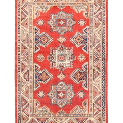 Kazak 5' 5" X 8' 5" Hand Knotted Wool Rug 5' 5" X 8' 5" (165 X 257) / Red / Wool