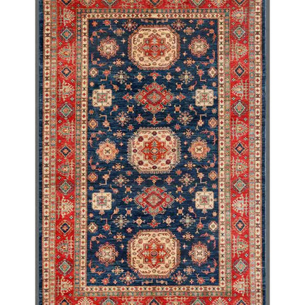 Kazak 6' 6" X 10' 1" Hand Knotted Wool Rug 6' 6" X 10' 1" (198 X 307) / Blue / Wool