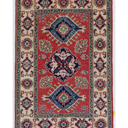 Kazak 2' 8" X 3' 10" Hand Knotted Wool Rug 2' 8" X 3' 10" (81 X 117) / Red / Wool