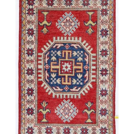 Kazak 1' 11" X 3' 0" Hand Knotted Wool Rug 1' 11" X 3' 0" (59 X 91) / Red / Wool