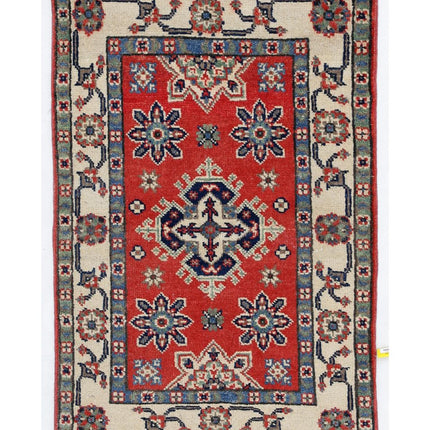 Kazak 1' 11" X 2' 11" Hand Knotted Wool Rug 1' 11" X 2' 11" (59 X 89) / Red / Wool