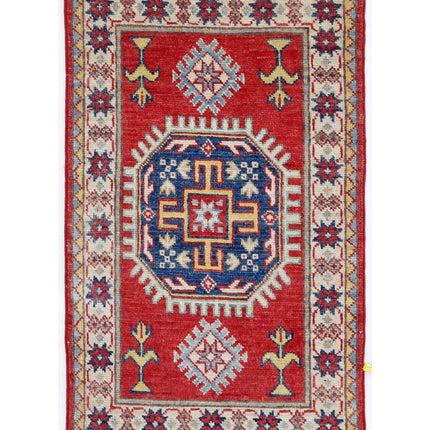 Kazak 1' 11" X 3' 0" Hand Knotted Wool Rug 1' 11" X 3' 0" (59 X 91) / Red / Wool