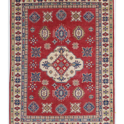 Kazak 6' 2" X 8' 4" Hand Knotted Wool Rug 6' 2" X 8' 4" (188 X 254) / Red / Wool