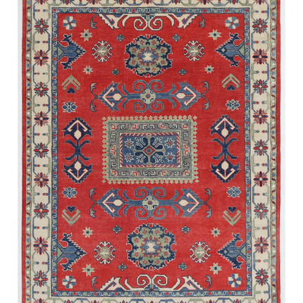 Kazak 4' 11" X 6' 8" Hand Knotted Wool Rug 4' 11" X 6' 8" (150 X 203) / Red / Wool