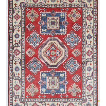 Kazak 4' 11" X 6' 8" Hand Knotted Wool Rug 4' 11" X 6' 8" (150 X 203) / Red / Wool