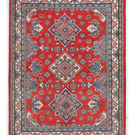 Kazak 4' 10" X 6' 6" Hand Knotted Wool Rug 4' 10" X 6' 6" (147 X 198) / Red / Wool