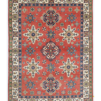 Kazak 4' 11" X 6' 10" Hand Knotted Wool Rug 4' 11" X 6' 10" (150 X 208) / Red / Wool